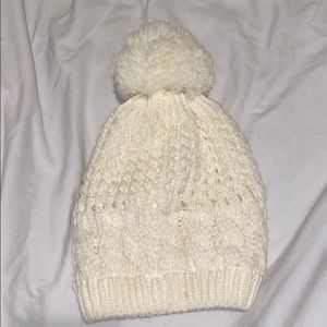 White knit beanie